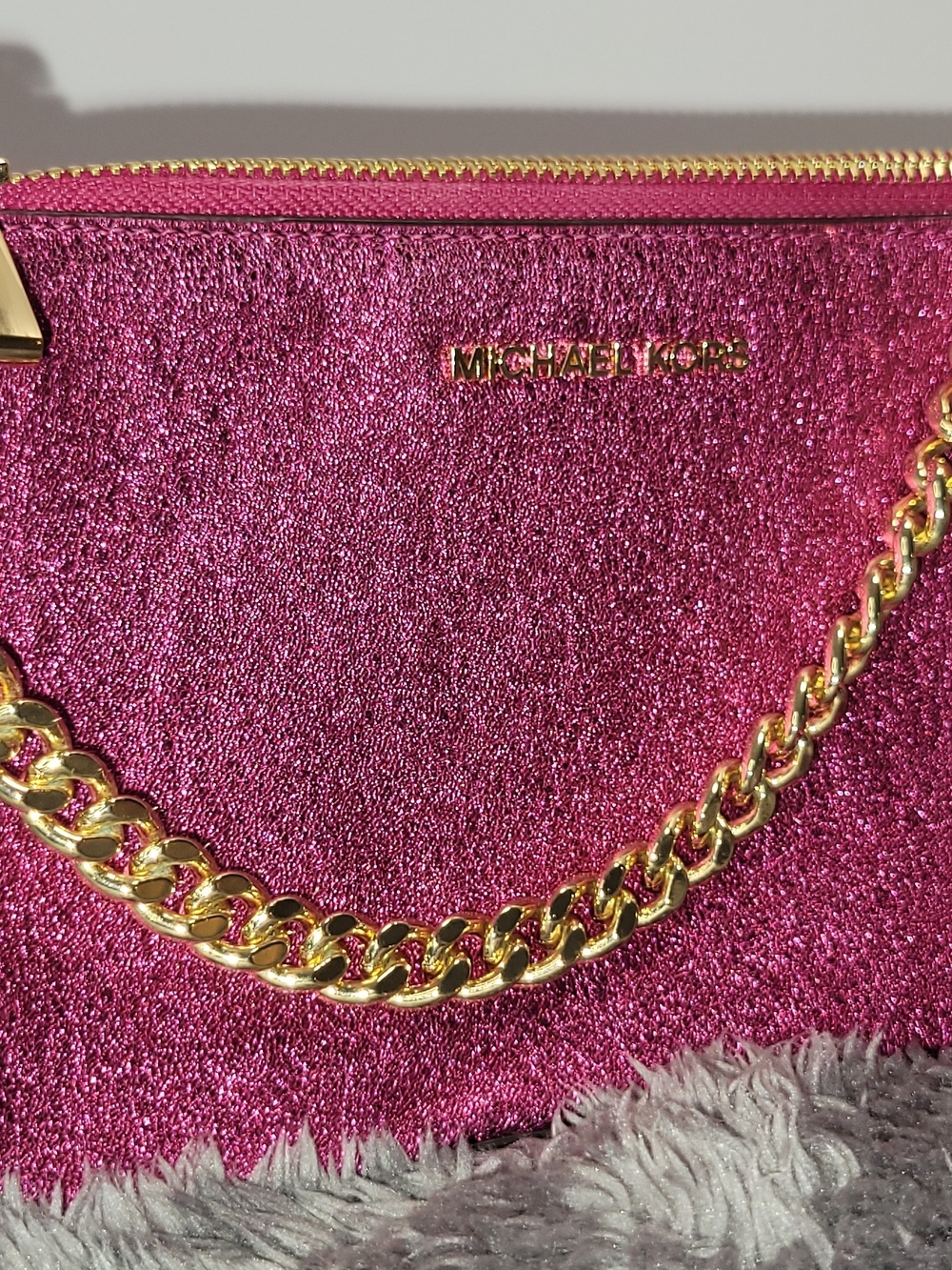 Michael Kors Pink Glitter Chain Shoulder Bag